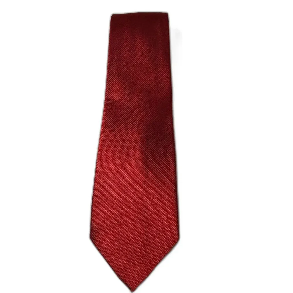 Vintage Haines & Bonner of London Red 100% Silk Tie Textured Jacquard Geometric - Picture 1 of 5